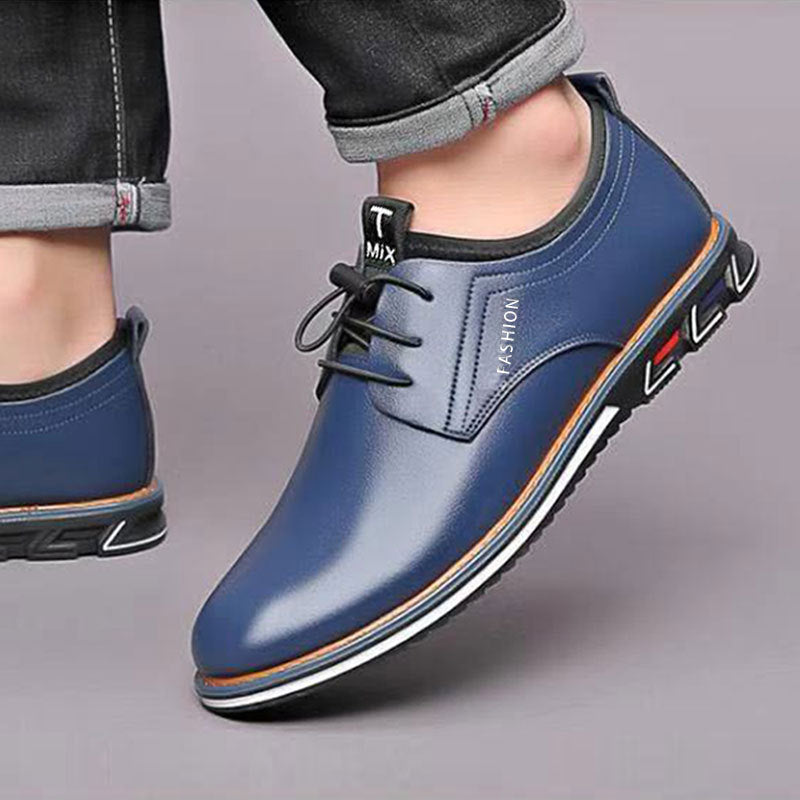 Zapatos de cuero de hombre de moda con punta redonda