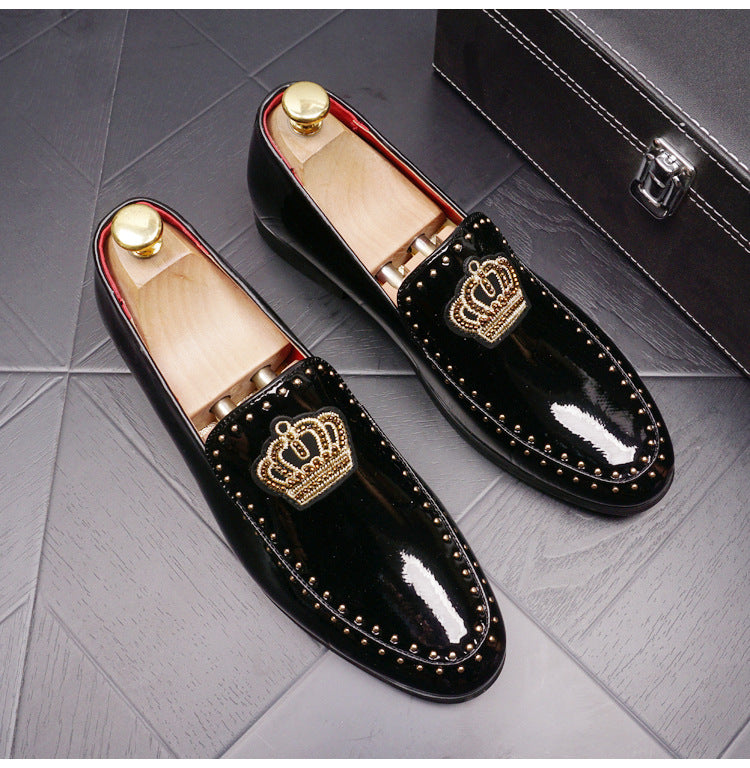 Mocasines de cuero retro para hombre con punta en punta
