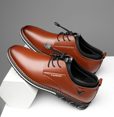 Men's Trendy Round Toe Leather Shoes