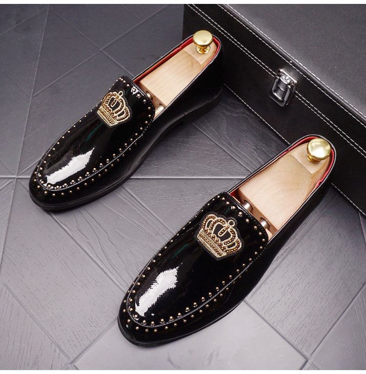 Mocasines de cuero retro para hombre con punta en punta