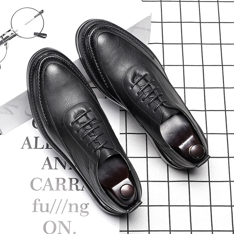 Patent Leather Lace-Up Round Toe Shoes